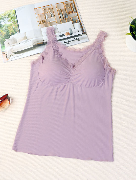 Lace Tank Top W/ Padded Chest Support 